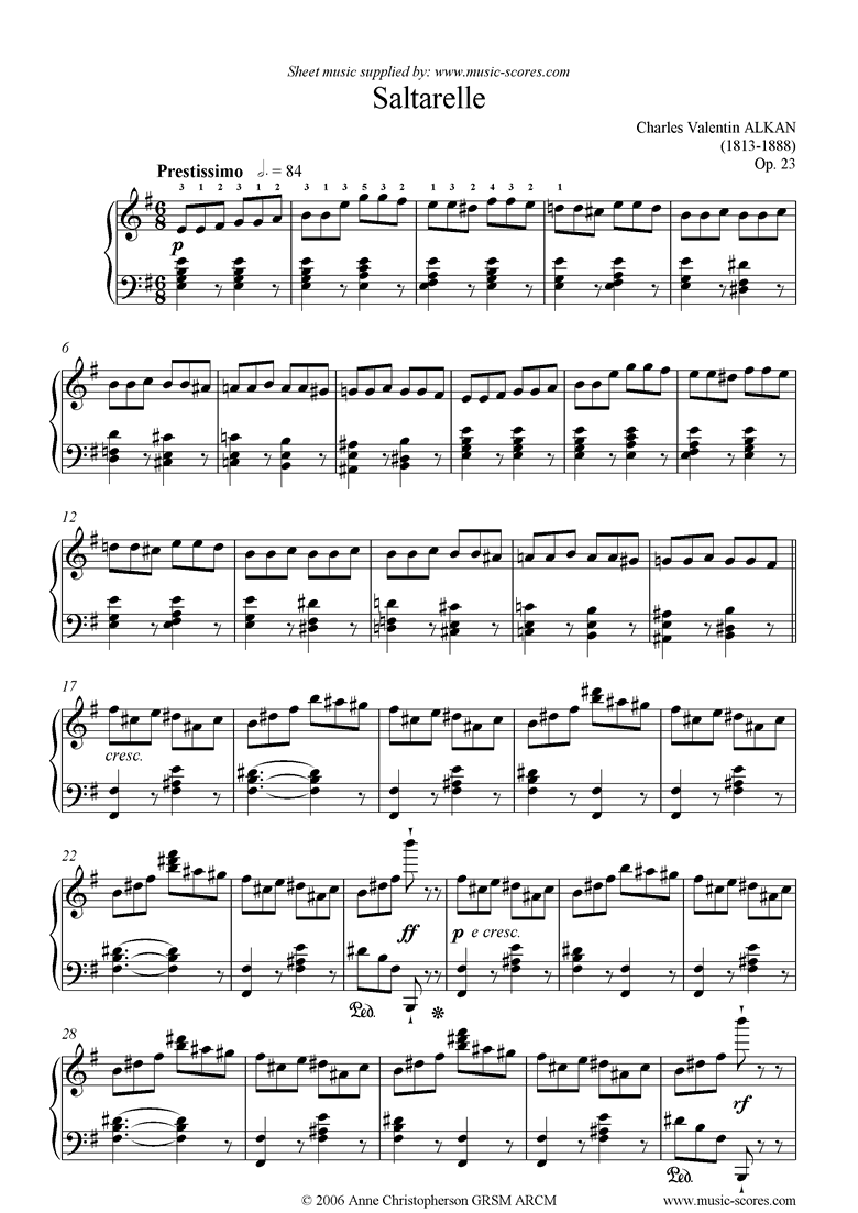 Front page of Op.23: Saltarelle: Piano sheet music