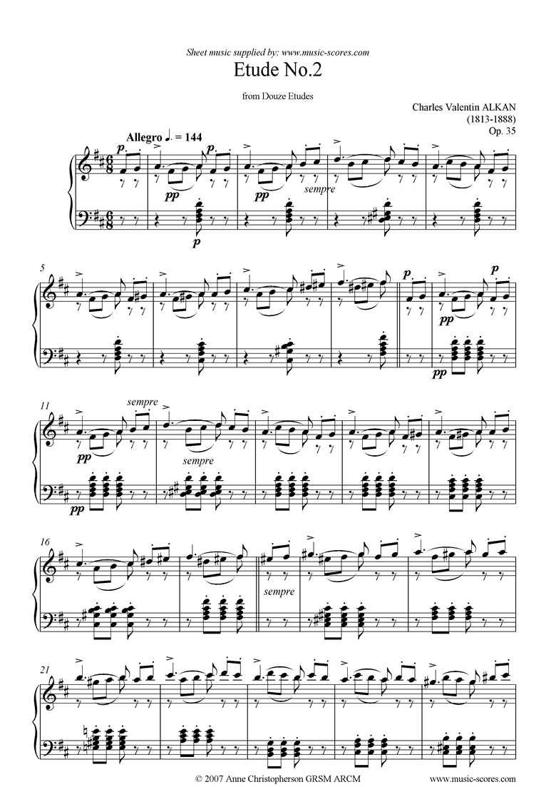 Front page of Op.35: 02: Douze Etudes sheet music