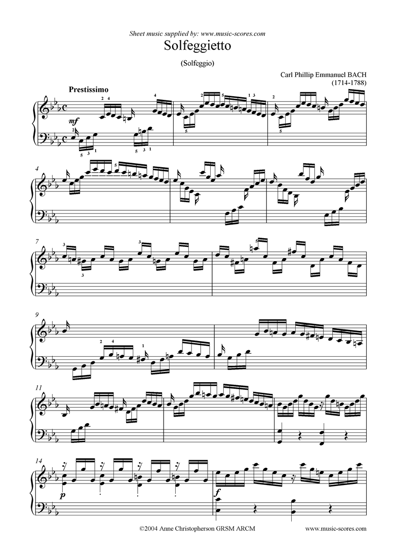 Solfeggietto: Piano by Bach-CPE