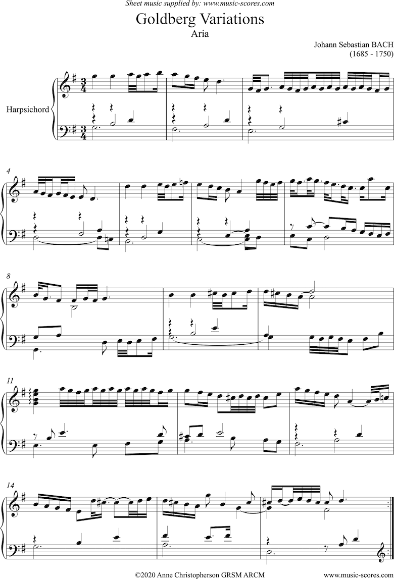 Goldberg Variations: No. 00 Aria by Bach