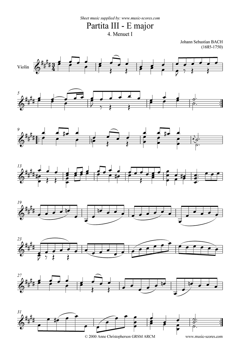 Front page of Partita No. III, 04: 4th Movement sheet music