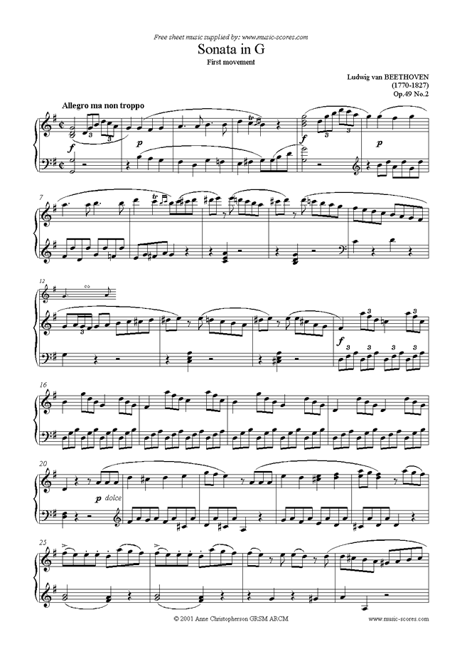 Front page of Op.49, No.2: Sonata 20: G, 1st mvt: Allegro sheet music