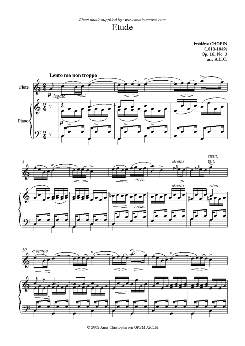 Op.10, No.03: Etude: Flute by Chopin