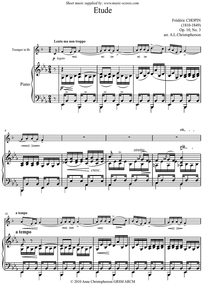 Op.10, No.03: Etude: Trumpet. Version 2 by Chopin