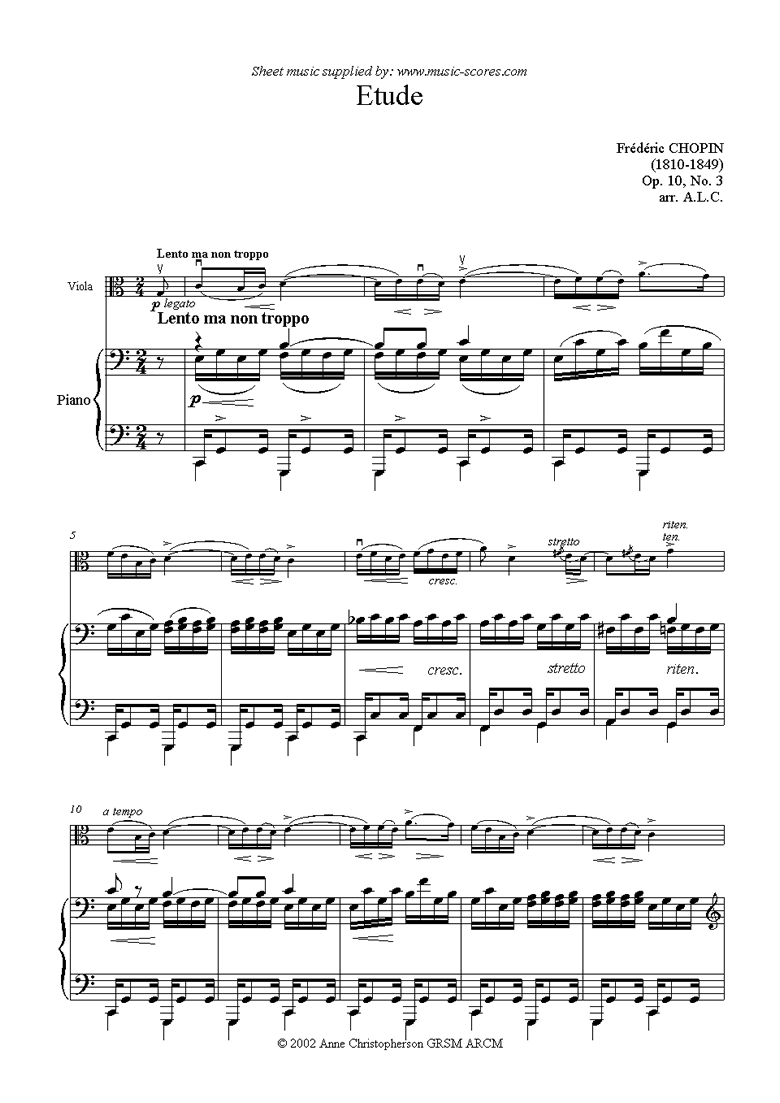 Op.10, No.03: Etude: Viola by Chopin