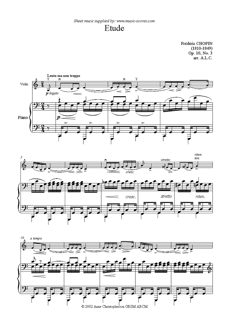 Op.10, No.03: Etude: Violin by Chopin