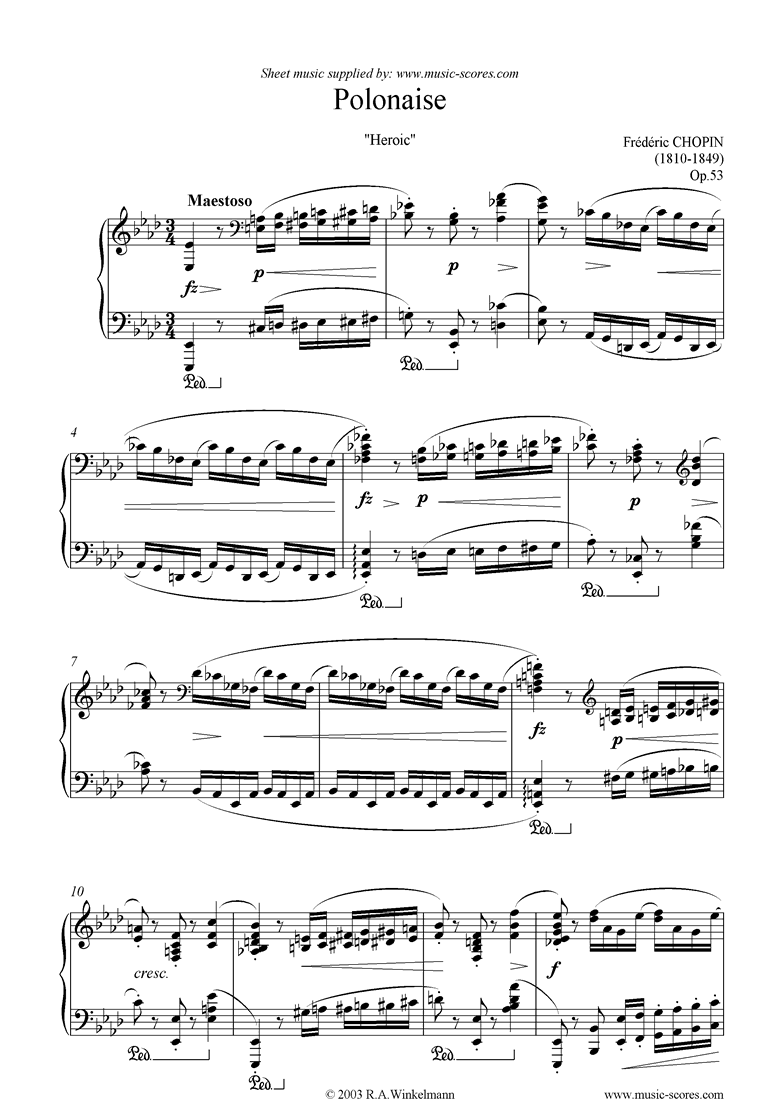 Front page of Op.53: Heroic Polonaise sheet music
