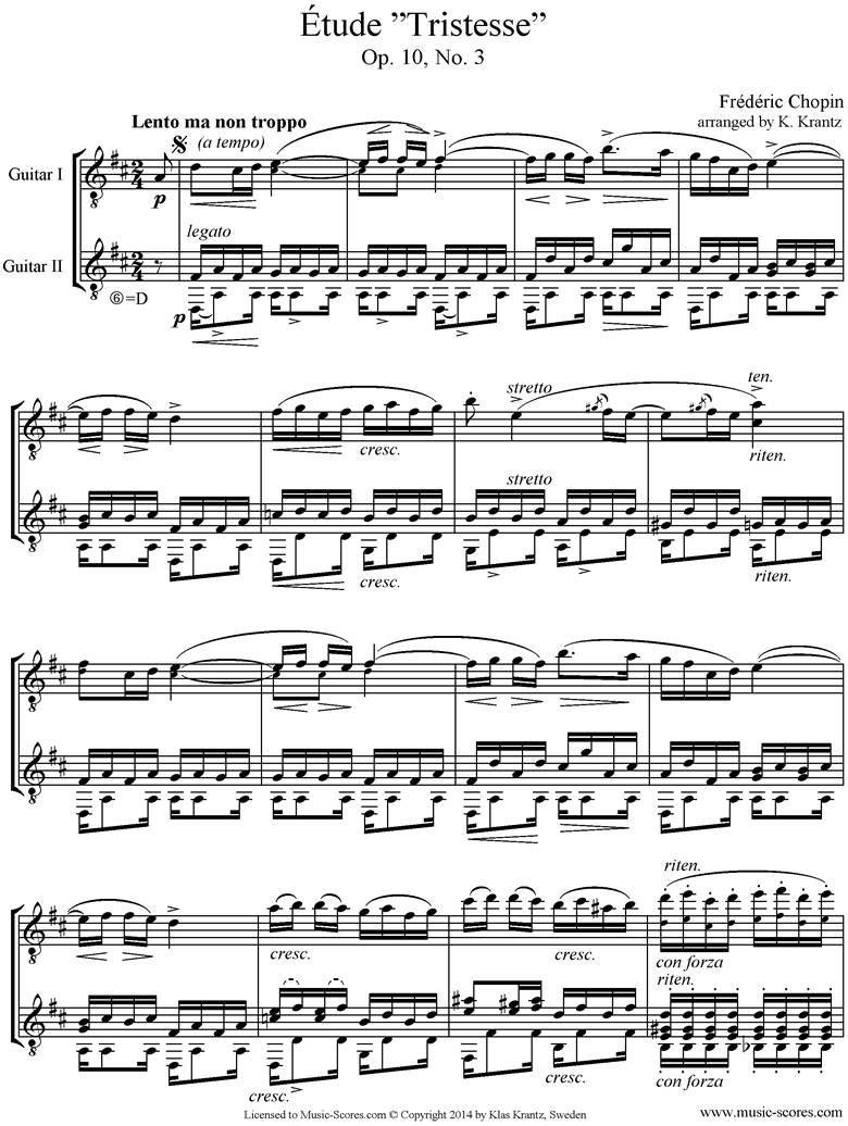 Op.10, No.03: Etude: 2 Guitars by Chopin