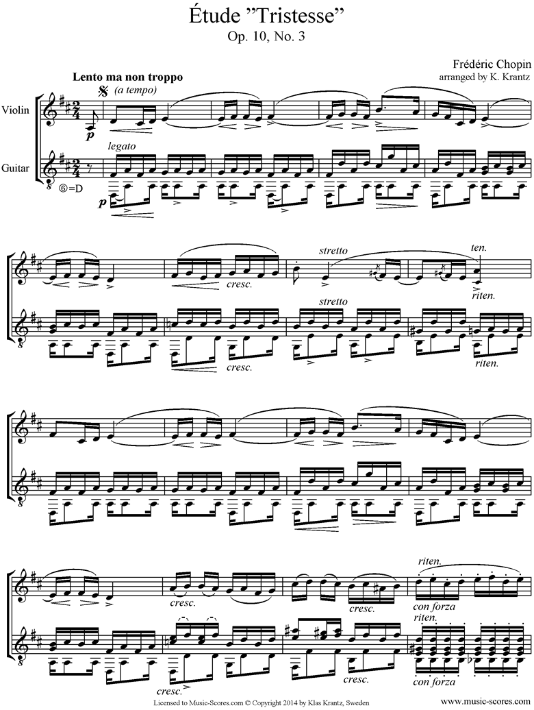 Op.10, No.03: Etude: Violin, Guitar by Chopin
