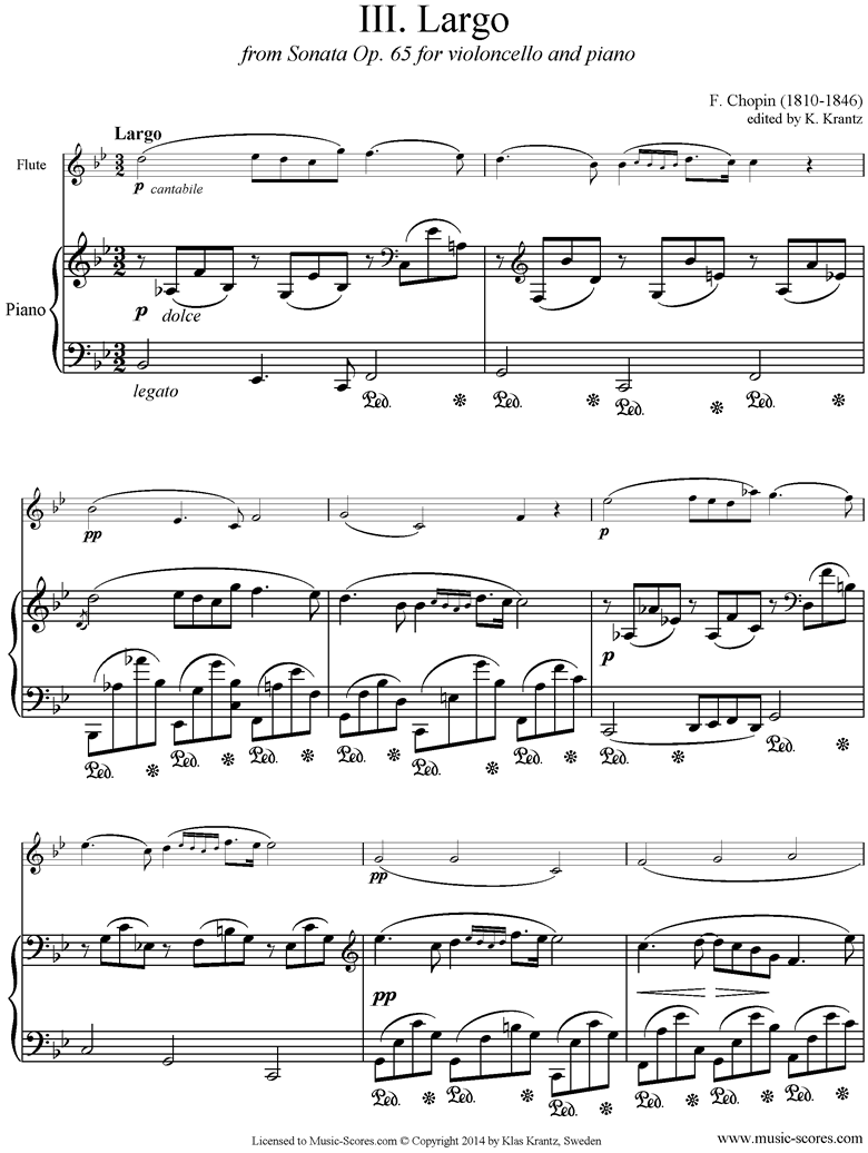 Front page of Op.65, Cello Sonata, 3rd Mvt: Flute, Piano sheet music
