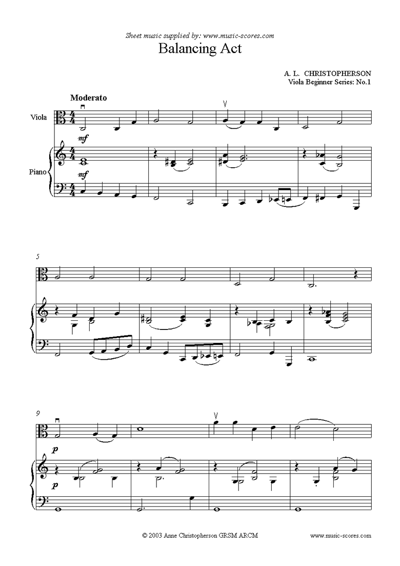 Front page of Viola Beginner Series: Balancing Act sheet music