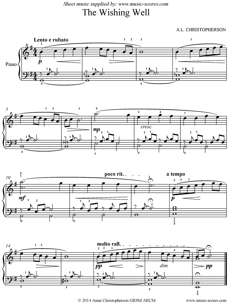 Front page of Wishing Well: Piano sheet music