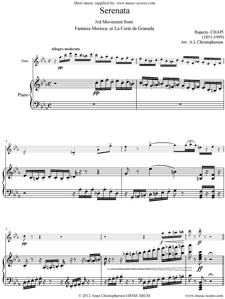 Front page of Serenata: Flute, Piano sheet music