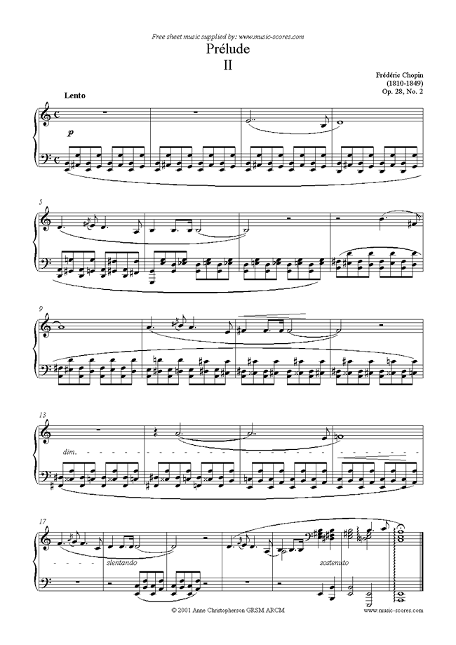 Front page of Op.28, No.02: Prelude no. 2 in A minor sheet music