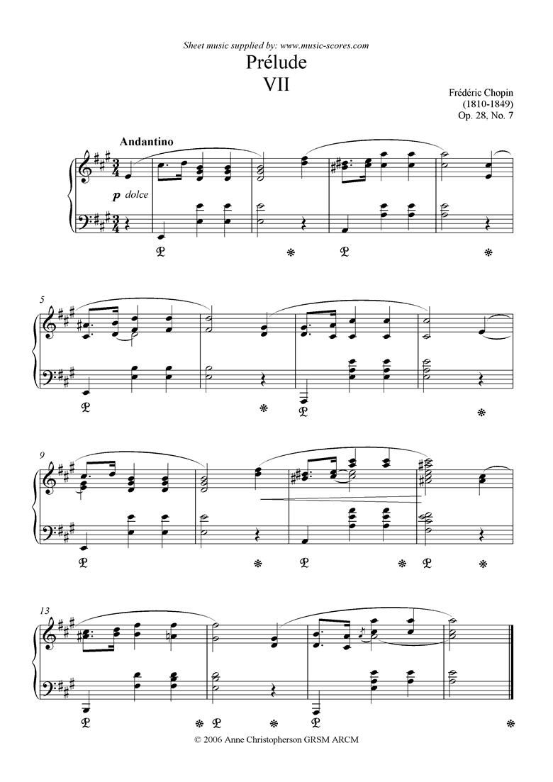 Front page of Op.28, No.07: Prelude no. 7 in A sheet music