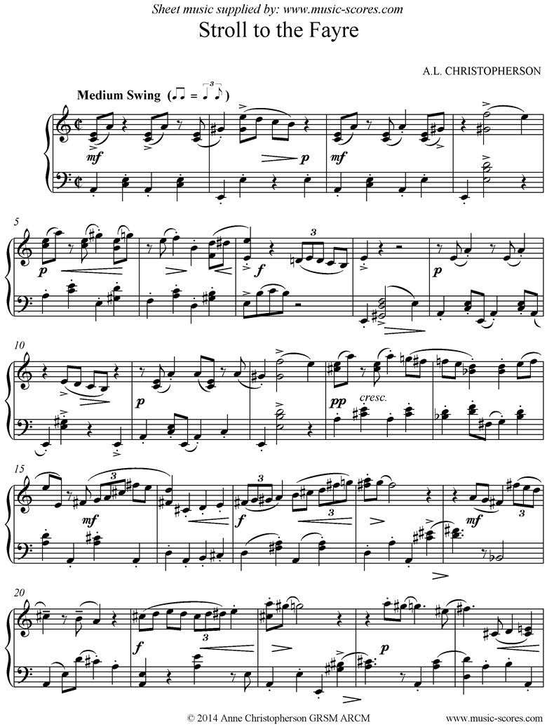 Front page of Stroll to the Fayre: Piano sheet music