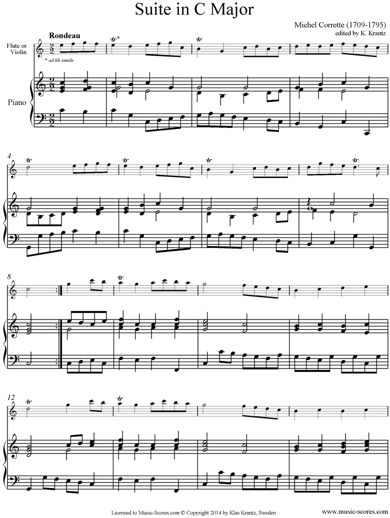 Front page of Suite in C major: Flute and Piano sheet music