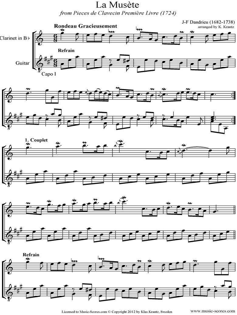 La Musete: Clarinet, Guitar by Dandrieu