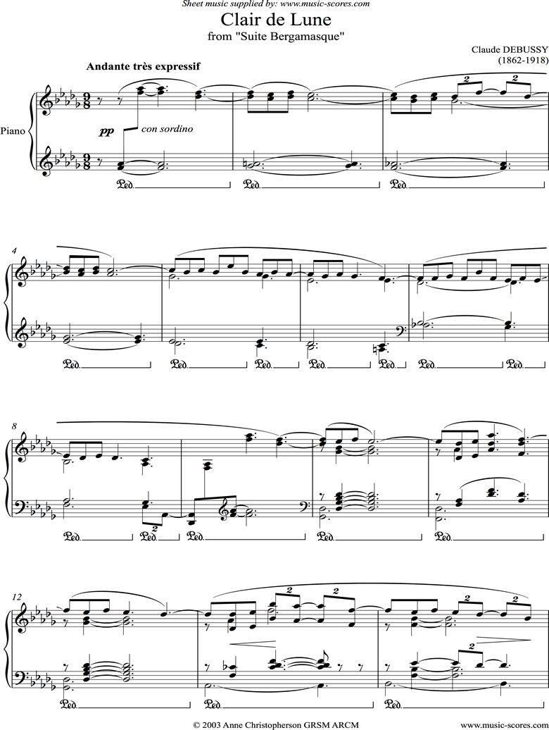 Suite Bergamasque: 03 Clair de Lune - flute by Debussy