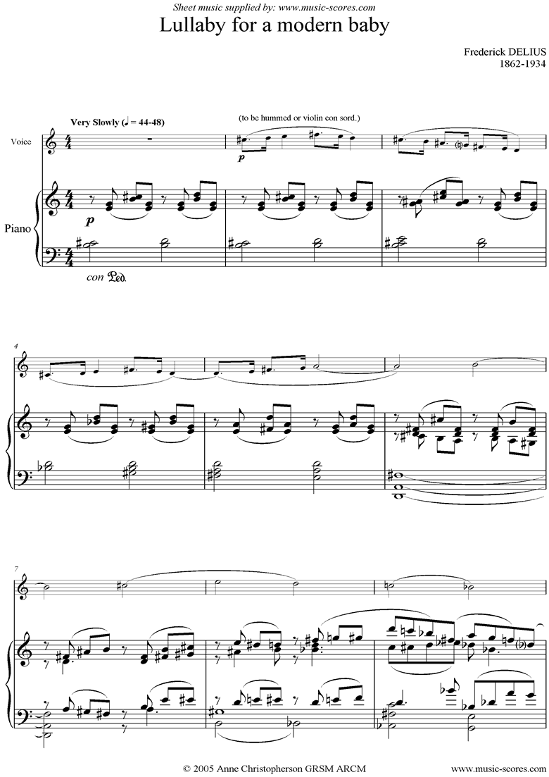 Front page of 5 Piano Pieces 04 Lullaby for a Modern Baby sheet music
