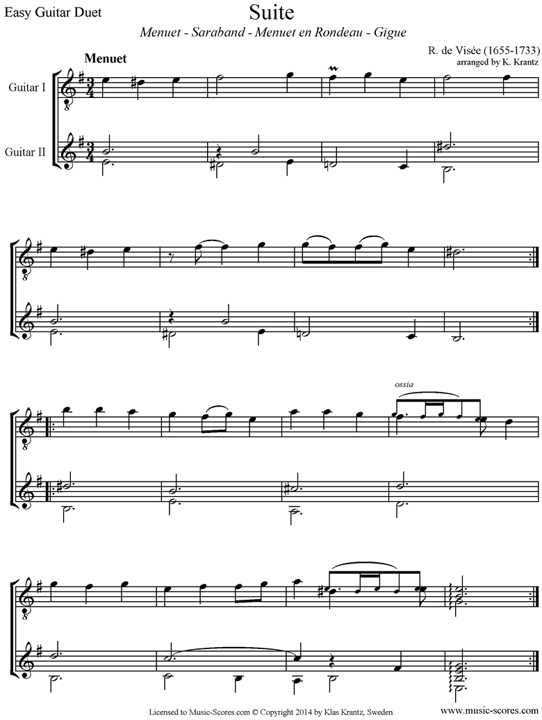 Front page of Suite in E minor: collection for 2 Guitars sheet music