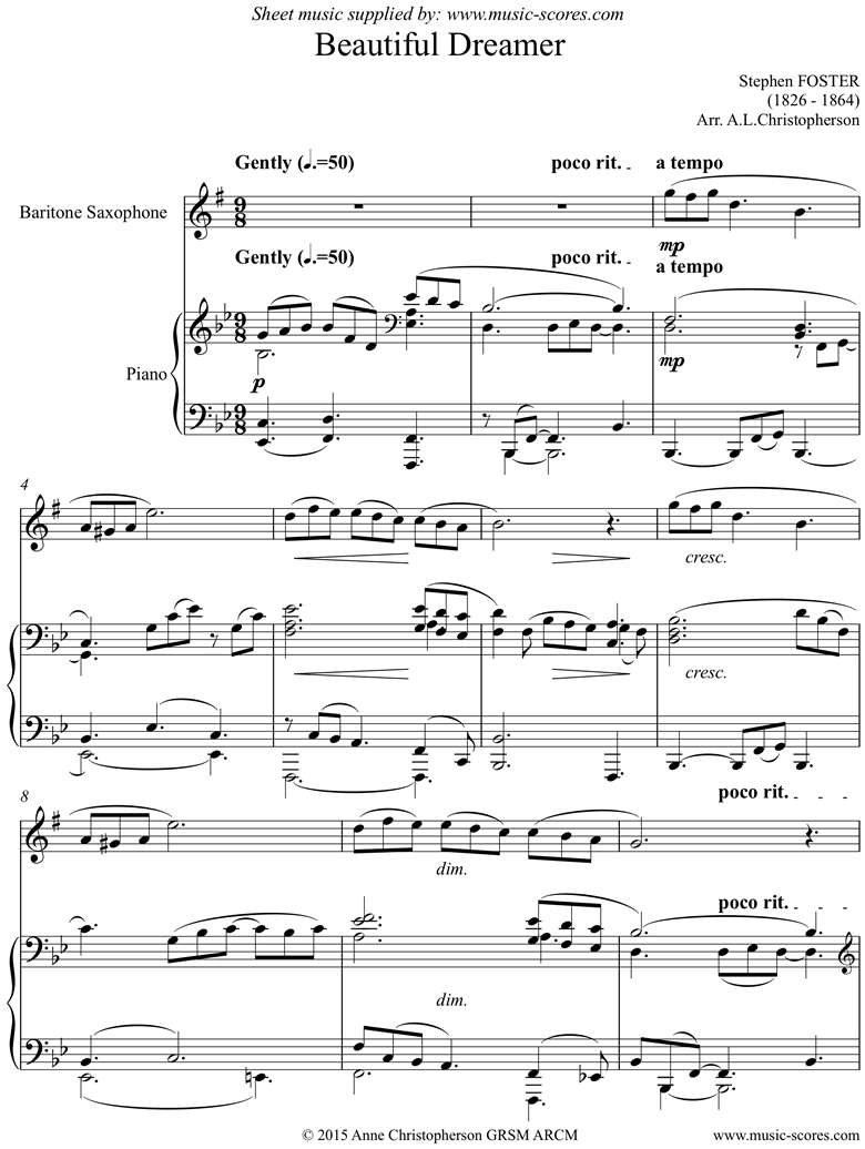 Beautiful Dreamer: Baritone Saxophone by Foster