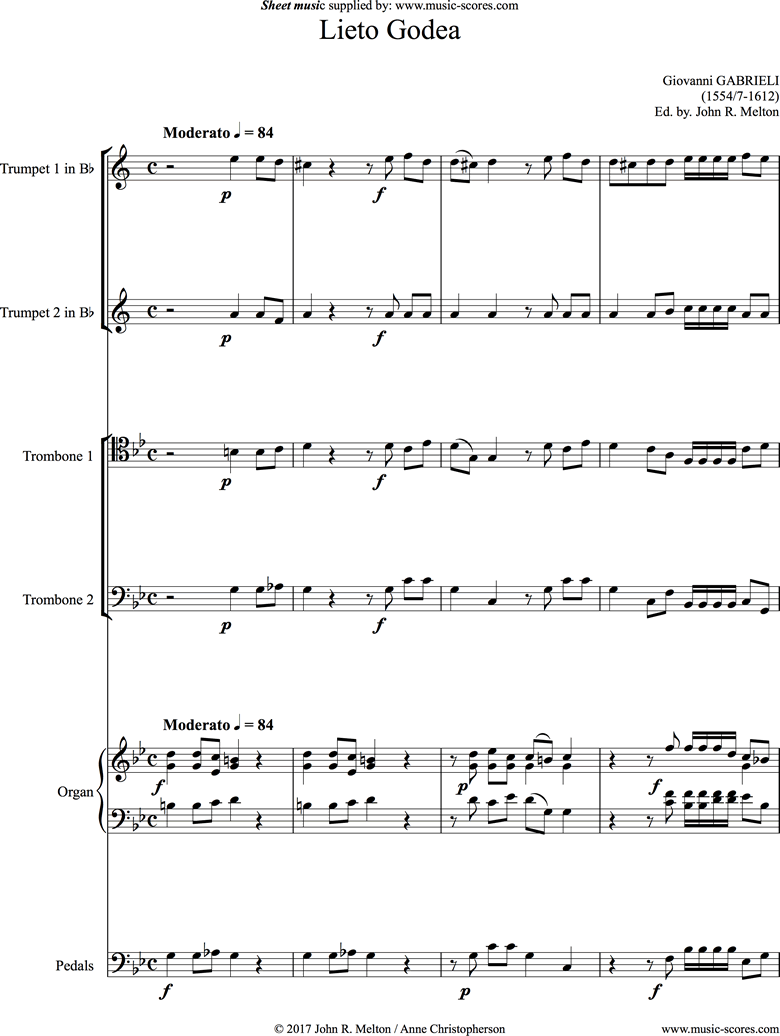 Lieto Godea: Brass 4 and Organ by Gabrieli