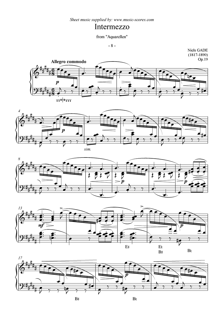 Aquarellen, Op.19, No.8: Intermezzo: Harp by Gade