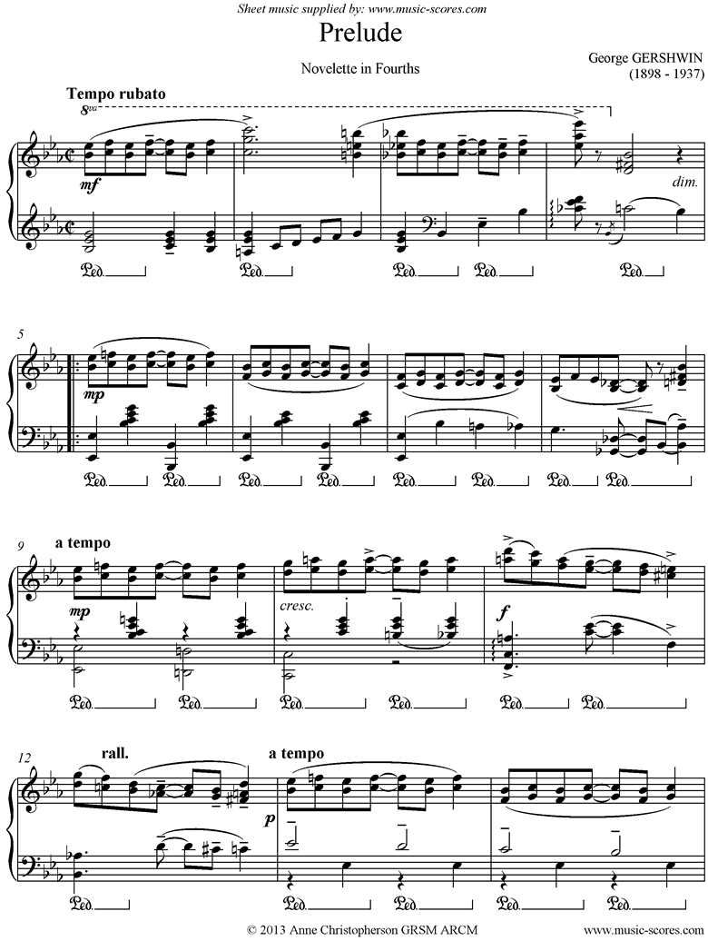 Front page of Prelude: Novelette in 4ths: Piano sheet music