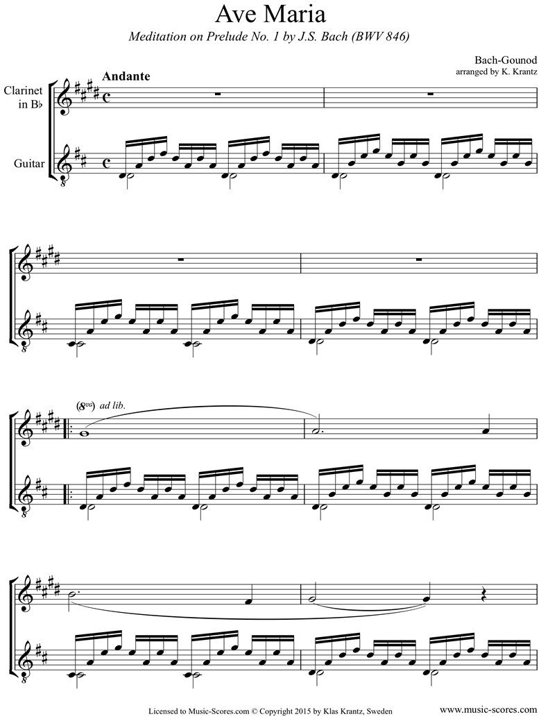 Ave Maria: Clarinet, Guitar by Gounod