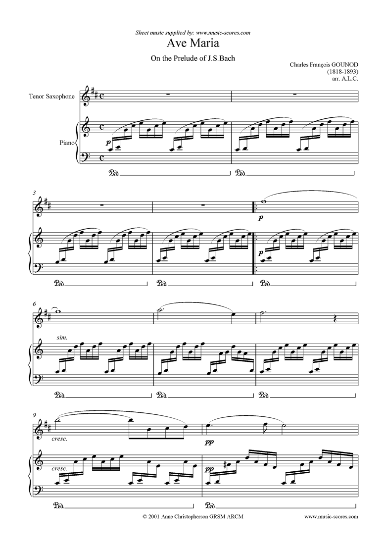 Ave Maria: Tenor Sax by Gounod