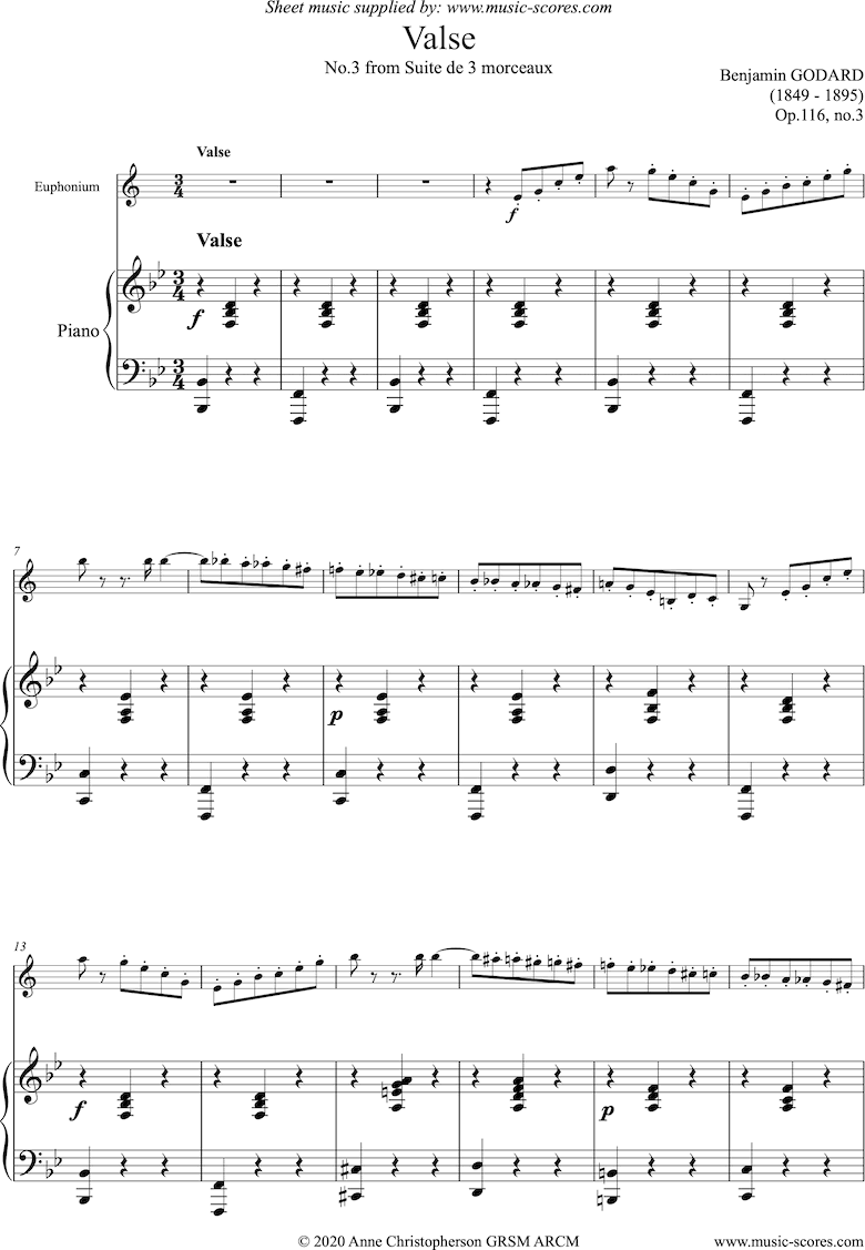 Front page of Op.116c Valse: Euphonium and Piano sheet music