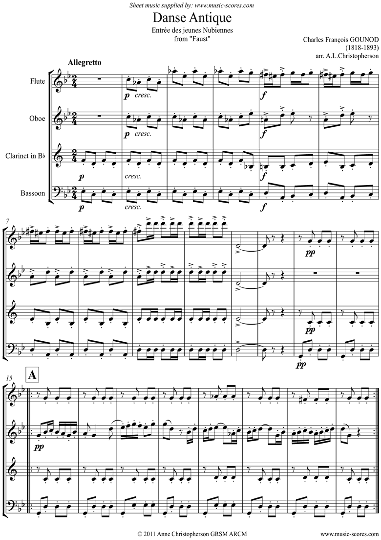 Faust: Danse Antique: Wind quartet by Gounod