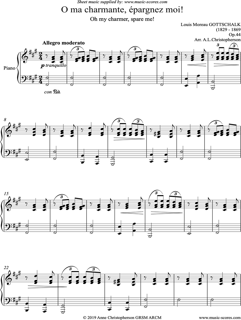 O ma charmante, epargnez moi: Oboe by Gottschalk