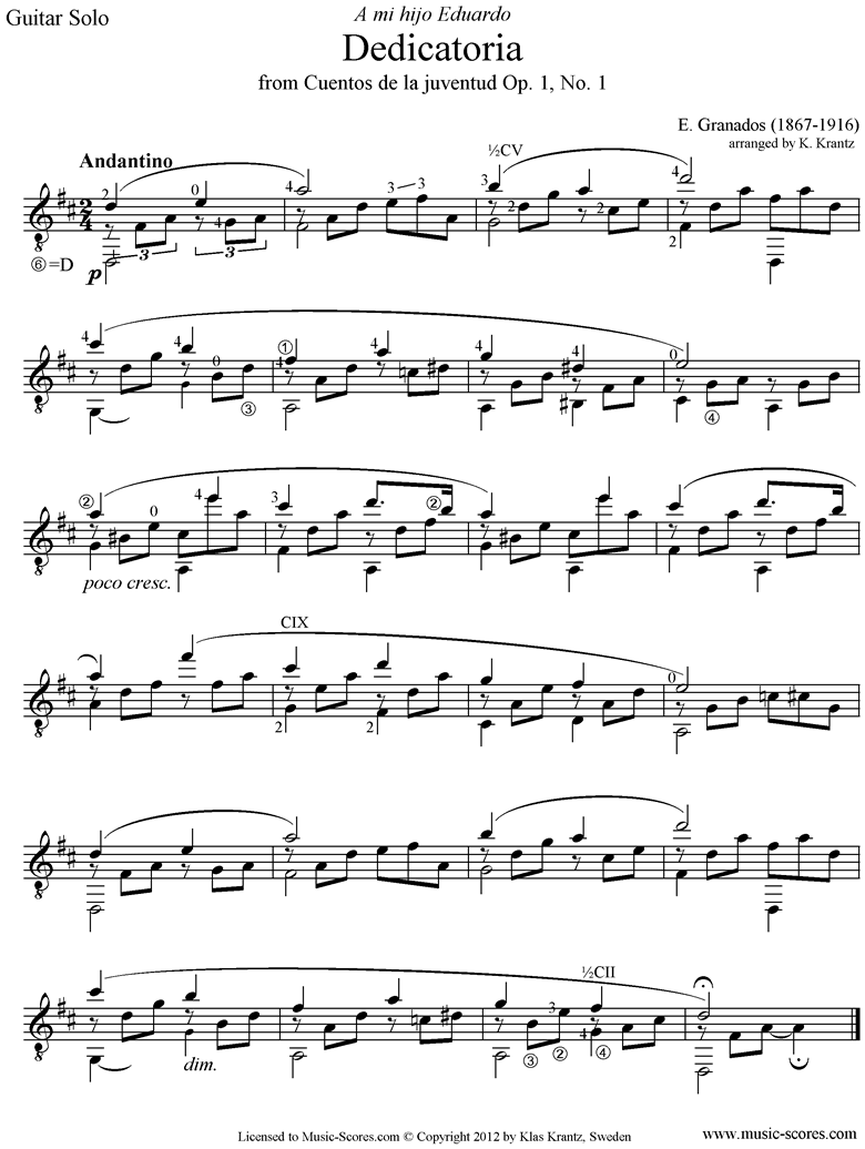 Dedicatoria: Op.1 No.1: Guitar. by Granados