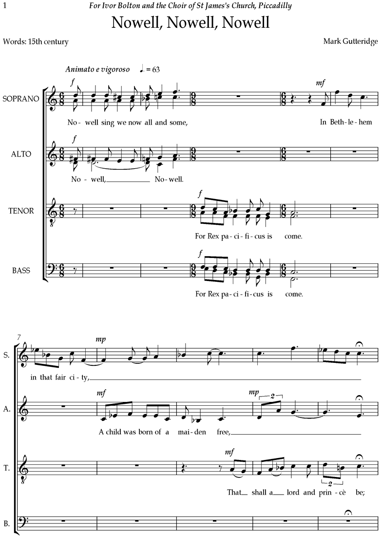 Front page of Nowell Nowell Nowell sheet music