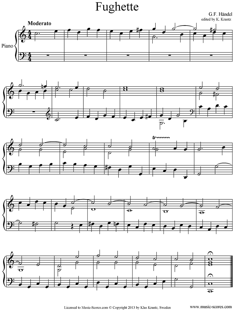 Front page of Fughette: Piano sheet music