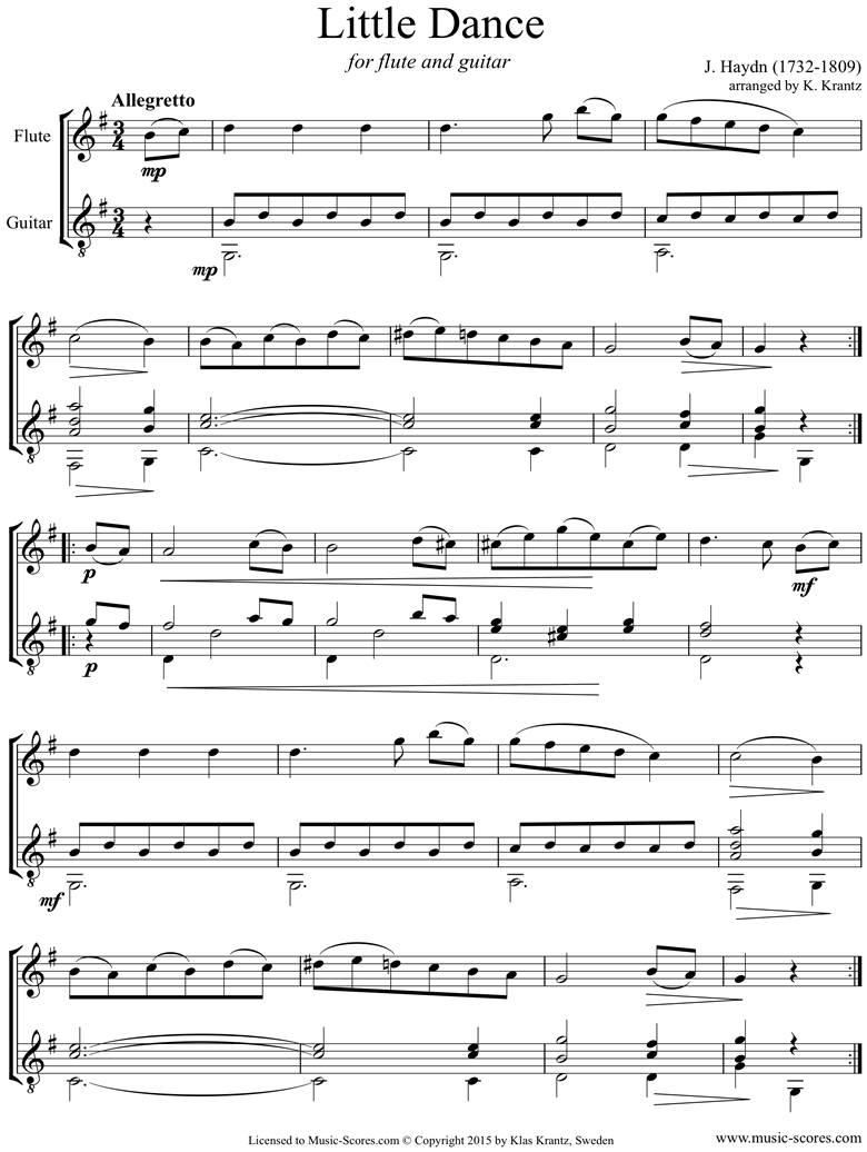 Front page of Dance: Flute, Guitar sheet music