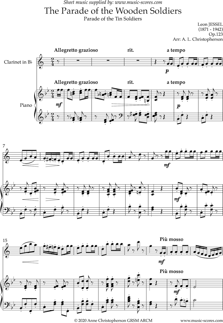 Front page of Parade of the Wooden Soldiers: Clarinet sheet music