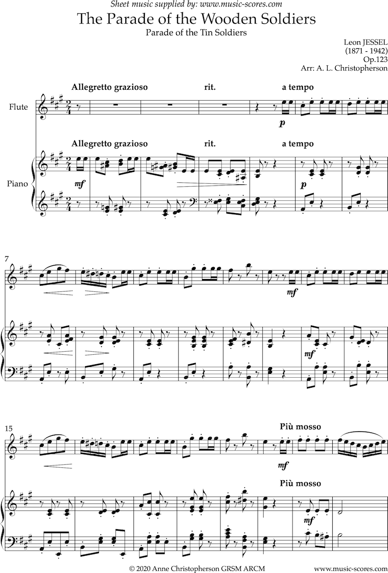 Front page of Parade of the Wooden Soldiers: Flute sheet music