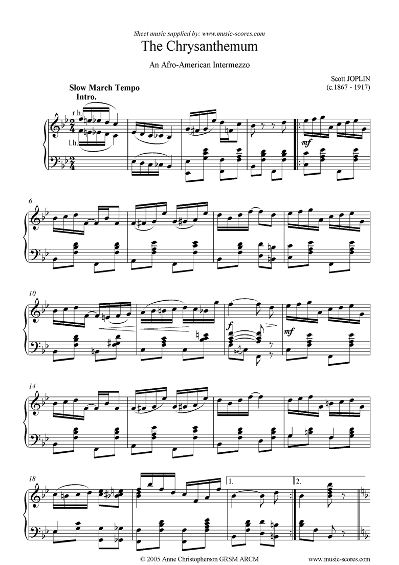 Front page of The Chrysanthemum sheet music