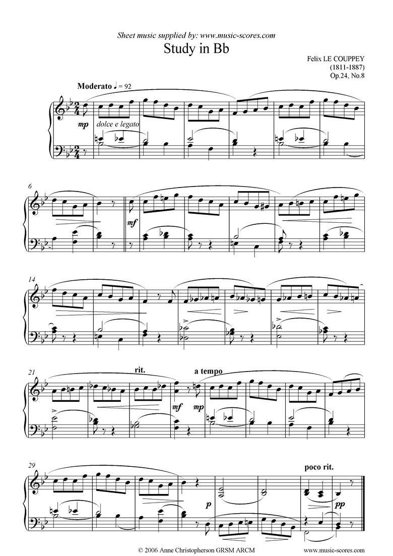 Front page of Op.24, No.08: Study in Bb sheet music