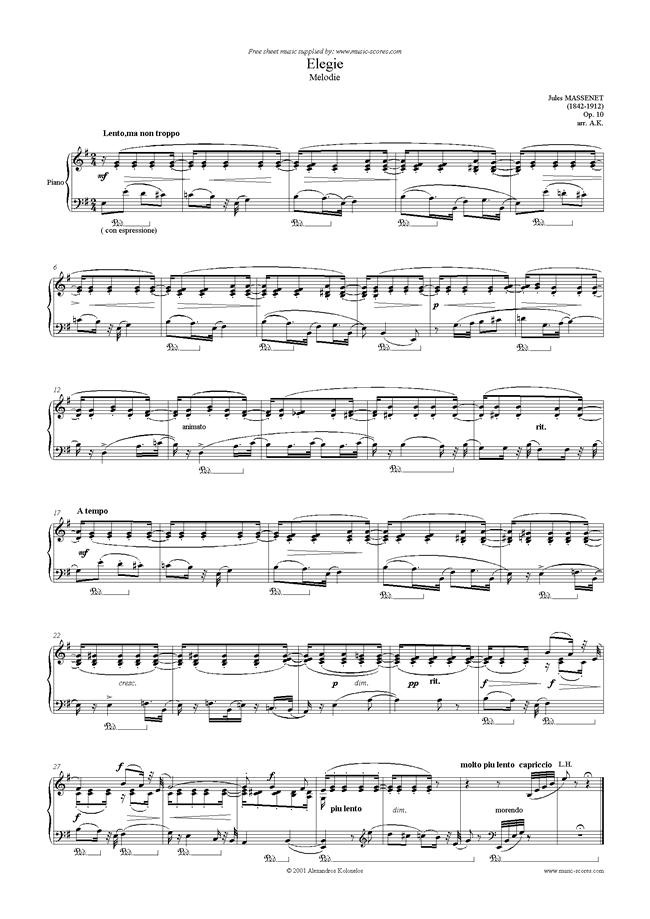 Elegie: Op. 10 by Massenet
