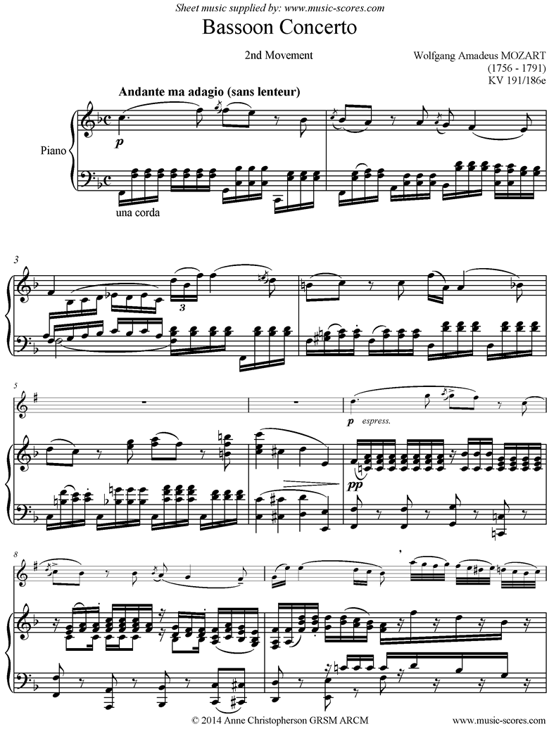 Front page of K191 Bassoon Concerto: 2nd Mt: Euphonium sheet music