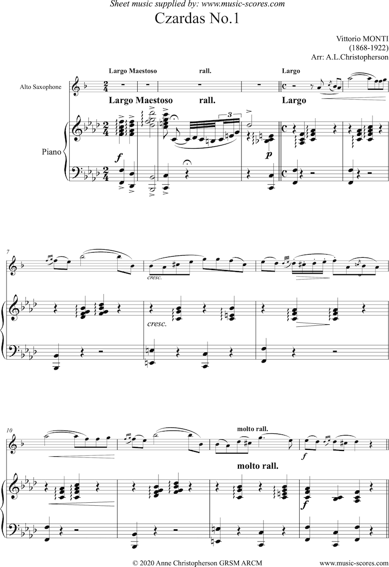 Czardas No.1: Alto Sax by Monti
