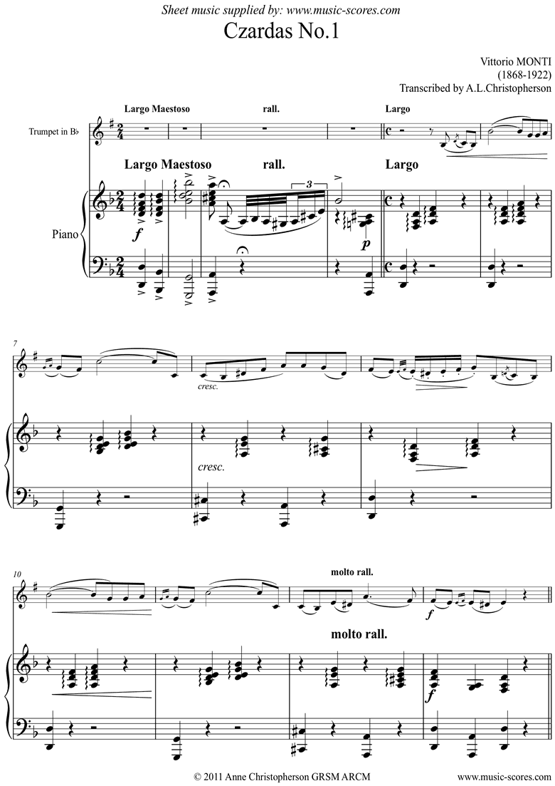 Czardas No.1: Trumpet by Monti
