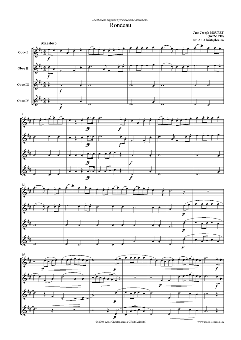 Rondeau. Bridal Fanfare: 4 oboes by Mouret