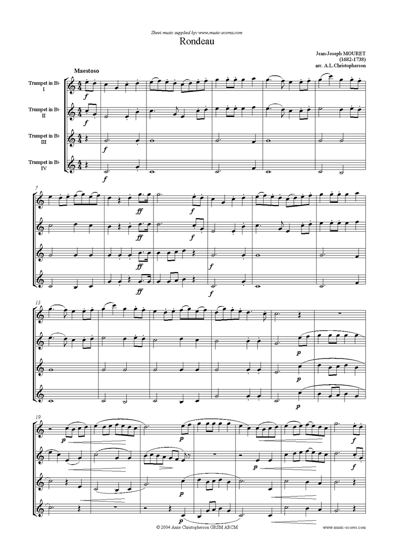 Rondeau. Bridal Fanfare: 4 trumpets by Mouret