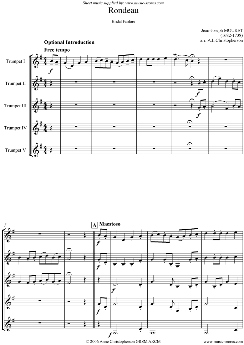 Rondeau. Bridal Fanfare: 5 Trumpets by Mouret