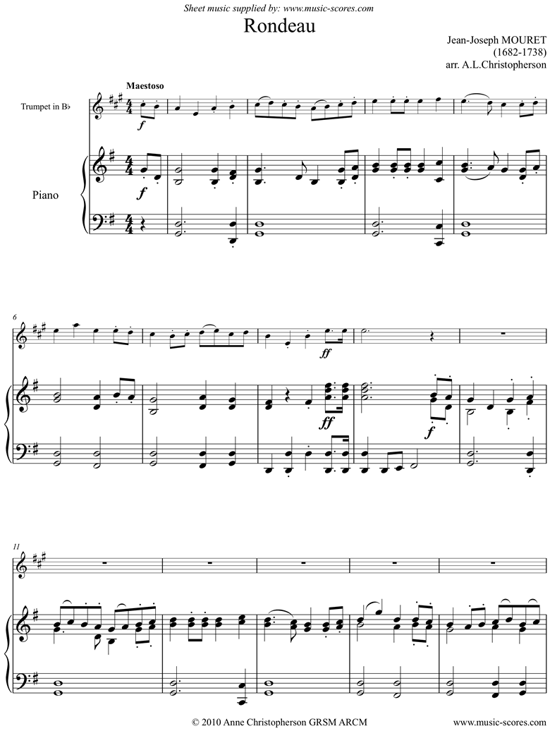 Rondeau. Bridal Fanfare: Trumpet, Gma. by Mouret